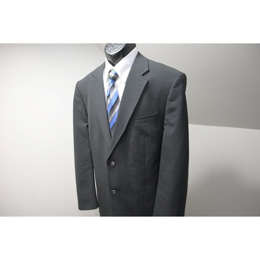 Kroon Black Seersucker‎ Blazer Wool Poly Stretch Sports Jacket Mens 42 R